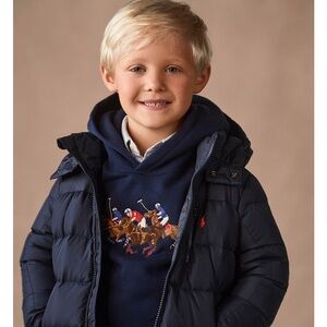 New NWT Polo Ralph Lauren Navy Puffer Jacket Big Boys Water- Repellent